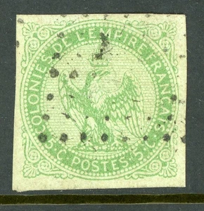 France 1865 Colonies General Issues 5¢ Yellow Green Scott #2 VFU M500 - Picture 1 of 6