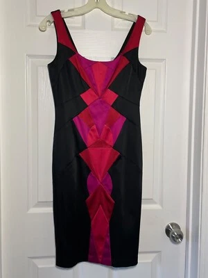 Vestido Vaina JAX BodyCon Talla 6 Grueso Satinado Sin Mangas Negro Rojo Fucsia Vacaciones Foto 1 de 4