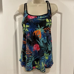 New Women’s Double Spaghetti Straps 2 Pc Floral Swimsuit XL Tankini Boy Short - Picture 1 of 16