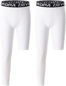DEVOROPA Youth Boys One Leg Compression Pants, 3/4 Leggings, Right Leg Long (L) - Picture 1 of 6