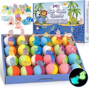 Bath Bombs for Kids, 24Pcs Bath Bombs with Glow in the Dark Surprise Toy Inside, - Picture 1 of 11