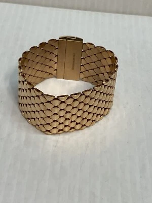 QVC Bronzo Italia Milor Italy 1 1/4” Wide Polished Quilted Link Bracelet  - Image 1 of 4