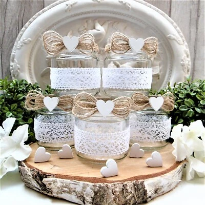 5 x Windlicht Teelichthalter Vase Vintage Landhaus Deko Glas Tischdeko Hochzeit  - Bild 1 von 4