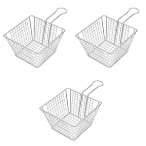 3 Pcs Stainless Steel Fry Basket Food Grade Multi-hole Strainer Large Storage - Zdjęcie 1 z 12