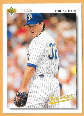 CHUCK CRIM MILWAUKEE BREWERS #496 - UPPER DECK NM-MT 1992 - Image 1 of 2