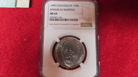 1990 Czechoslovakia 100 Korun Silver coin  Bohuslav Martinu NGC Rated MS 65 Cover