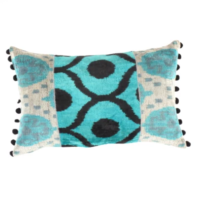 Patchwork Velvet ikat Pillow 16'' X 24'' - Image 1 of 2