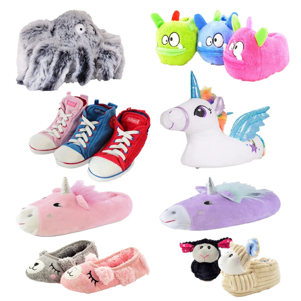 kids Boys Girls Unisex Childrens Novelty Slippers Fun Funny Unicorn Animal Gift