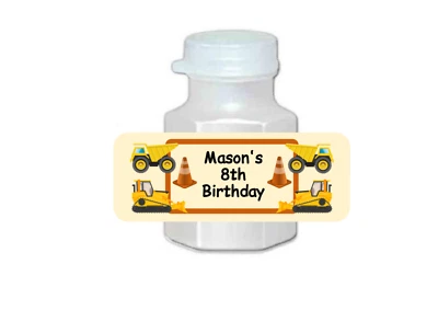 30 construction, dump truck birthday, stickers, bubble labels, tags personalized - Image 1 of 2
