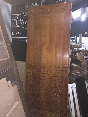 Retro Carved Wood Door, Vintage Retro Art, Mid-Century Cover