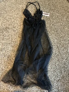 DREAMGIRL Women's Lace Teddy and Wraparound Skirt 2pc Lingerie Set BLACK MEDIUM - Picture 1 of 20