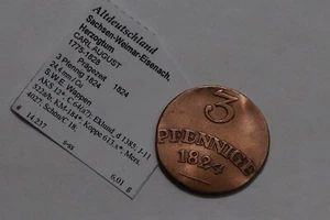 🧠🇩🇪 GERMANY SAXONY 3 PFENNIG 1824 SHARP DETAILS B79 #W714 - Picture 1 of 2