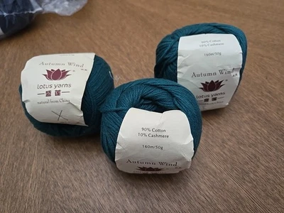 Lotus Yarns Autumn Wind 3 Ball Lot / Cotton + Cashmere 50g/160m each Color 31  - Image 1 of 4
