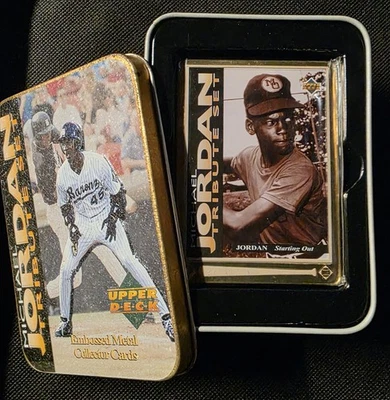 Juego de cartas 1995 Upper Deck Michael Jordan Tribute metal en relieve (5) en lata, casi nuevo Foto 1 de 3