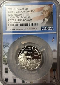2021 S NGC PF70 ER Ultra Cameo Washington Crossing The Delaware Quarter 25c Clad - Picture 1 of 2