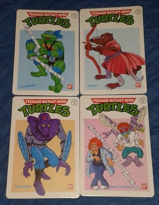 1990 * JUEGO DE 4 TARJETAS INFORMATIVAS #2 * TORTUGAS NINJA MUTANTES ADOLESCENTES TMNT Foto 1 de 2