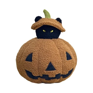 NEW Pottery Barn Jack o Lantern Pumpkin Peek a Boo Black Cat Pillow Halloween - Picture 1 of 21