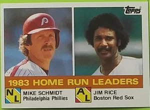 1984 Topps #132 1983 Home Run Leaders Baseball (NL-Mike Schmidt/AL-Jim Rice) - Bild 1 von 4