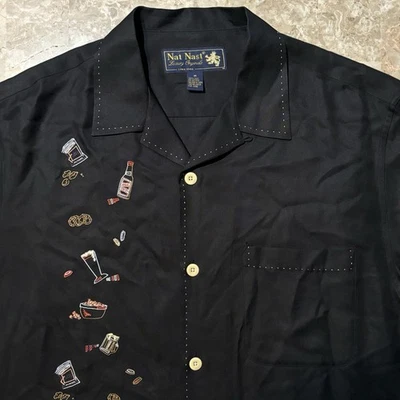 Camisa Nat Nast Para Hombre Mediana Negra Edición Limitada 97 Domingo Tarde Seda Foto 1 de 4