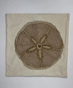 Pottery Barn 20"x20" Tan Throw Pillow Sand Dollar Beach Nautical Coastal Rare - Picture 1 of 7