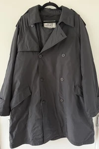 Gabardina larga negra vintage años 90 Gianni Versace retro poliéster-Hecha en Italia - Imagen 1 de 9