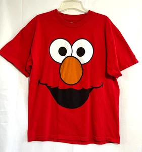 Sesame Street ELMO Face Red Adult T-Shirt Size Large 100% Cotton Fun TV Kids - Picture 1 of 6