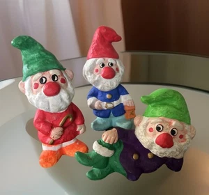 Vintage Homco Gnomes Elves Figurines Lot of 3 Christmas Fairy Garden Decor - Picture 1 of 11