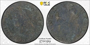 1786 Connecticut Mailed Bust Left colonial copper coin 1/2 P PCGS VF Detail Nice - Picture 1 of 3