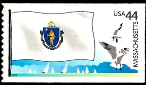 MASSACHUSETTS STATE FLAG US 2009 SCOTT #4297 SET 3 FLAGS OF OUR NATION 44c STAMP - Picture 1 of 2