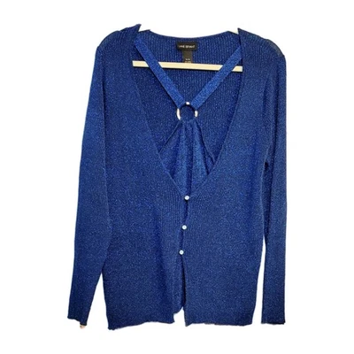 Cárdigan Suéter Lane Bryant Azul Metálico Brillo Para Mujer 18/20 Fiesta de Vacaciones Foto 1 de 4