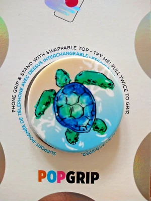 New POPSOCKETS POPGRIP Phone Grip & Stand W/ Swappable Top in Turtuga Sea Turtle - Image 1 of 3