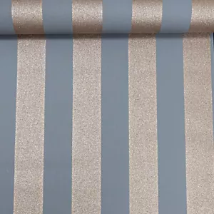 Charcoal Grey Rose Gold Stripe Wallpaper Glitter Shimmer Paste The Wall Vinyl - Picture 1 of 6