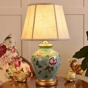 European Ceramic Table Lamp Bedside Lamp Desk Lamp Country Style Blue - Picture 1 of 2