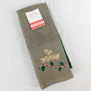 Holiday Kitchen Towels Set of Two Cotton  16 X 28 - Picture 1 of 3