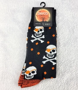 Scarpe Calzini Davco Uomo Halloween Pirati Teschio e Ossa Incrociate Novità Taglia 6-12 - Foto 1 di 8