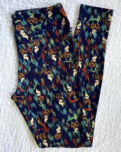 Lularoe Disney Leggings OS Lion King Scar Navy Blue Teal Orange Green - Picture 1 of 2