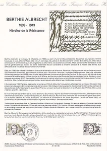 Document Philatélique 1er Jour : 36 1983 - Berthie Albrecht Résistance - Imagen 1 de 1