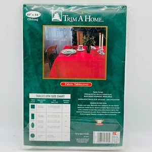 NEW Oblong Tablecloth 60”x 84” Trim A Home White Elegant  W1 - Picture 1 of 13