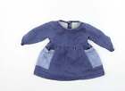 NEX Chłopięca Niebieska Bawełniana Sukienka Skater Rozmiar 3-6 miesięcy Sweter z okrągłym dekoltem