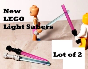New LEGO Weapon Space Set Light Saber Lightsaber Pink Blue Lot of 2 Translucent - Picture 1 of 1
