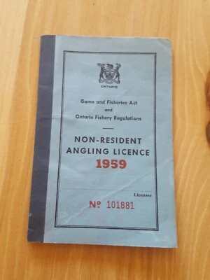 1959 Vintage Ontario Canada NON-RESIDENT Angling License - Image 1 of 4