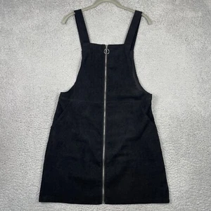 Shein Womens Dress Jumper Skirt Front Zipper Pockets Corduroy Black Size Large - Picture 1 of 13