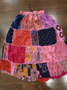 Womens ethnic boho patch work, bohemian hippie skirt cotton long skirt Vintage - Picture 1 of 8