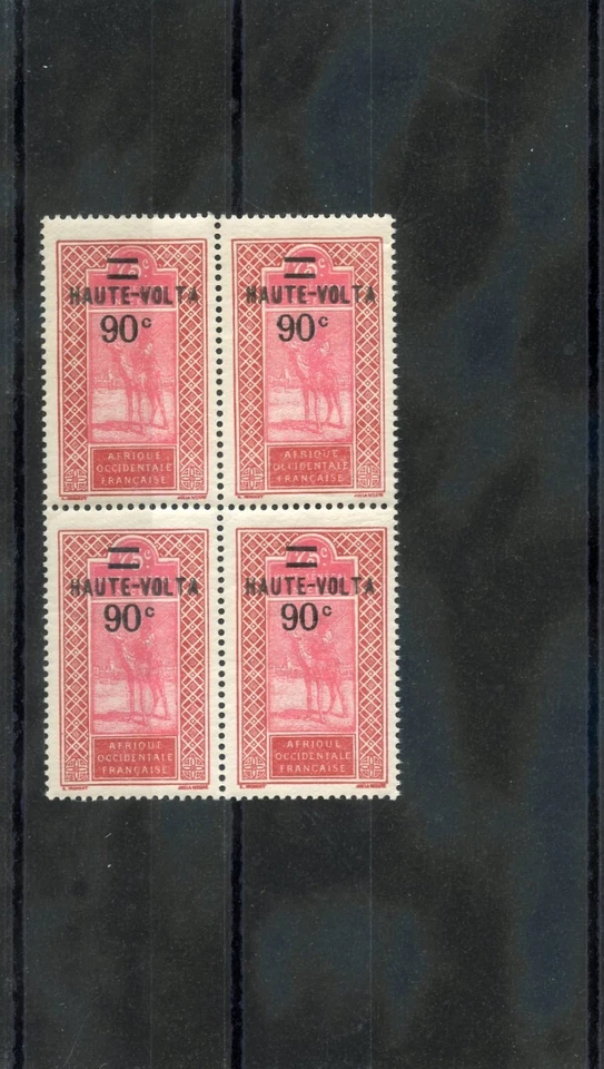 UPPER VOLTA Sc 37(YT 35)**VF NH 1924  90c/75c BRICK & ROSE, BLOCK OF FOUR $36 - Image 1 of 1