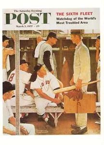 Saturday Evening Post March 2, 1957 Norman Rockwell Cover Print Boston Red Sox - Picture 1 of 2