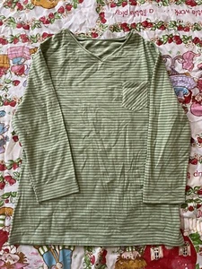 Girls Covington Green Striped V-neck Pocket 3/4 Sleeves T-shirt.Size Large 14-16 - Picture 1 of 8