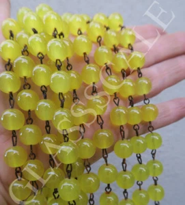 1FT Vidrio 10mm Cuentas Prisma Cadena Parte Limón Amarillo Opalino Latón Lámpara Girasol - Imagen 1 de 9