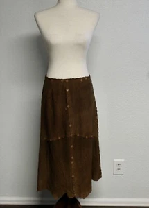 Easton Pearson Kid Suede Skirt Womens 8 Embellished Leather Midi Skirt - Picture 1 of 9