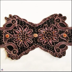 vintage iconic belt women spectacular brown luxury royal sequin faux leather bid - Picture 1 of 24