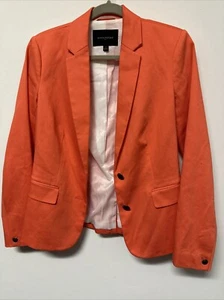 Banana Republic 2 Button Blazer Women Size 4 Orange Notch Lapel Long Sleeve - Picture 1 of 10